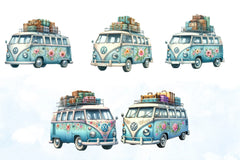 Vintage Hippie Bus Clipart Bundle - CraftNest - Digital Crafting and Art