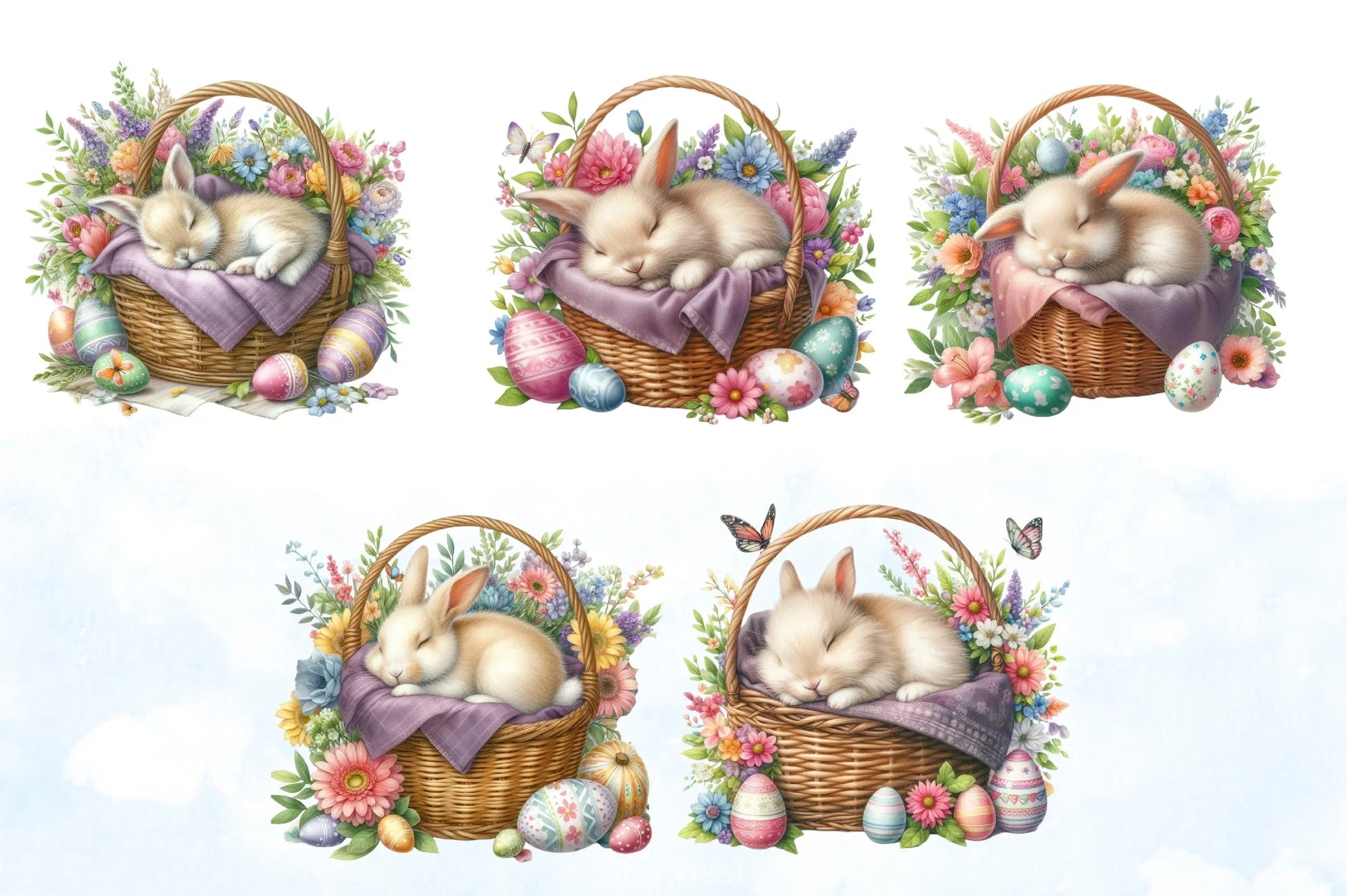 Easter Bunny Basket Clipart Bundle 4 - CraftNest - Digital Crafting and Art