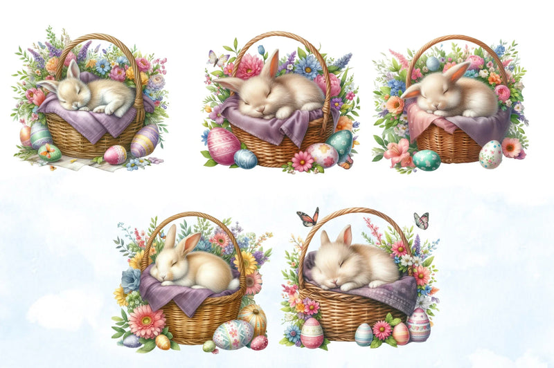 Easter Bunny Basket Clipart Bundle 4 - CraftNest - Digital Crafting and Art