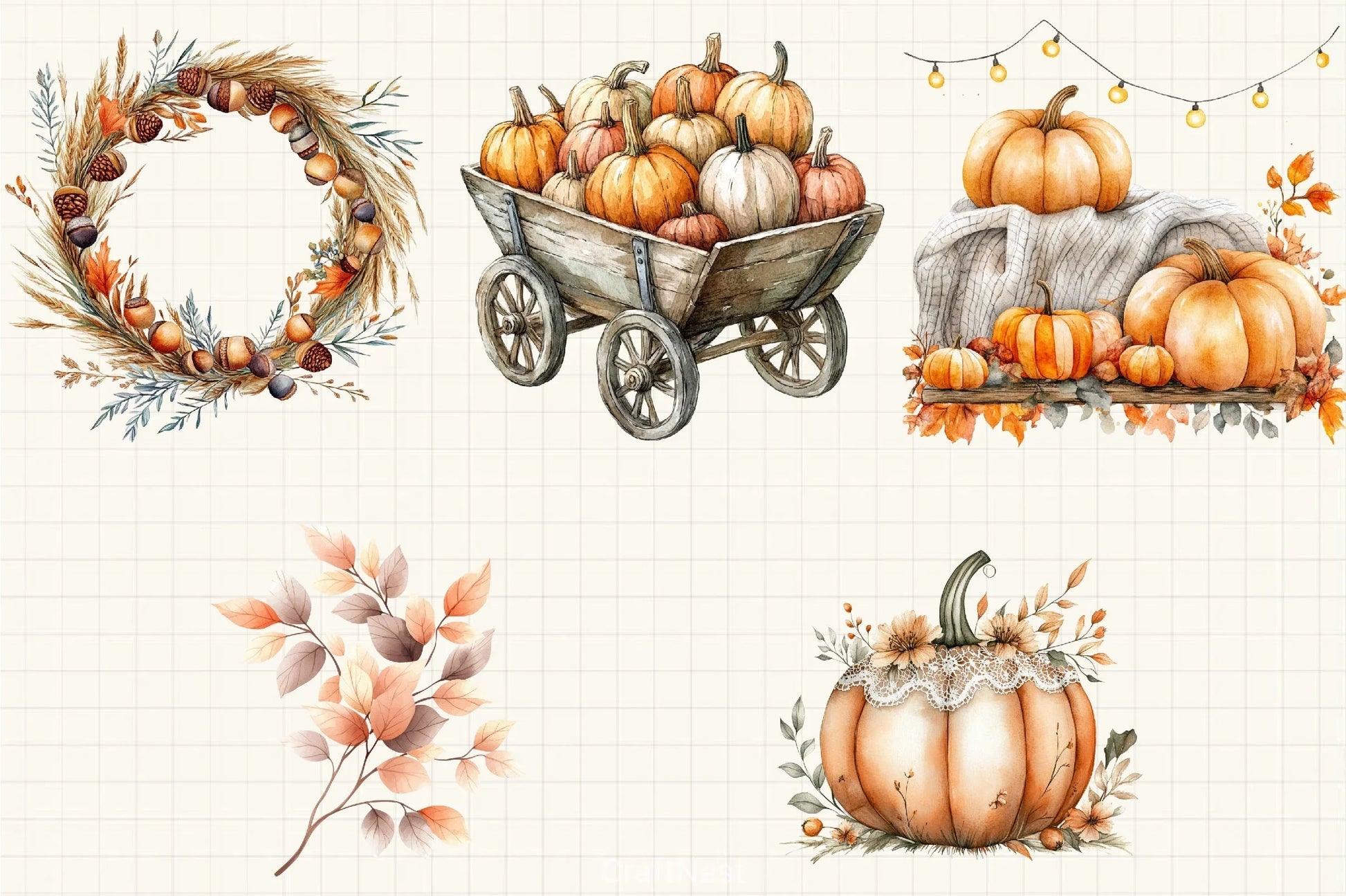 Neutral Autumn Clipart Bundle 7 - CraftNest - Digital Crafting and Art