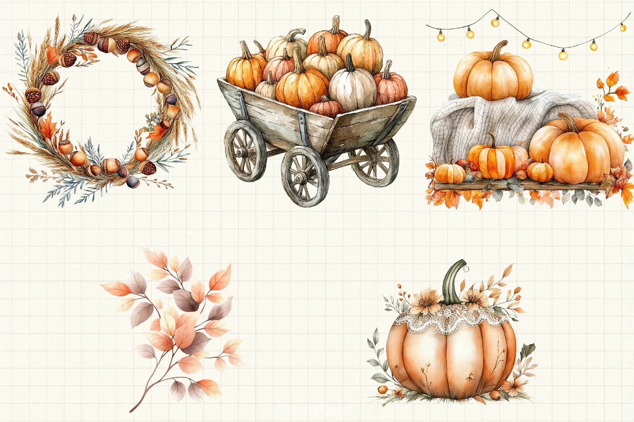Neutral Autumn Clipart Bundle 7 - CraftNest - Digital Crafting and Art