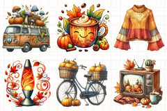 Retro Autumn Clipart Bundle 6 - CraftNest - Digital Crafting and Art