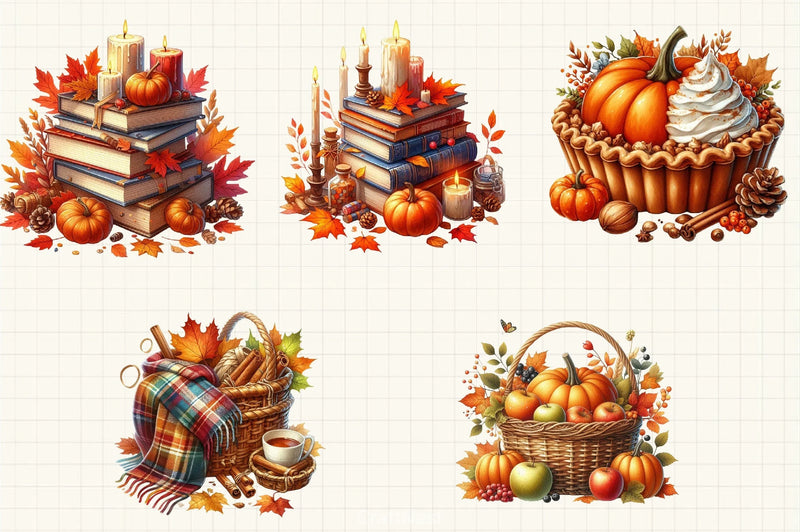 Cozy Autumn Vibes Clipart Bundle - CraftNest - Digital Crafting and Art