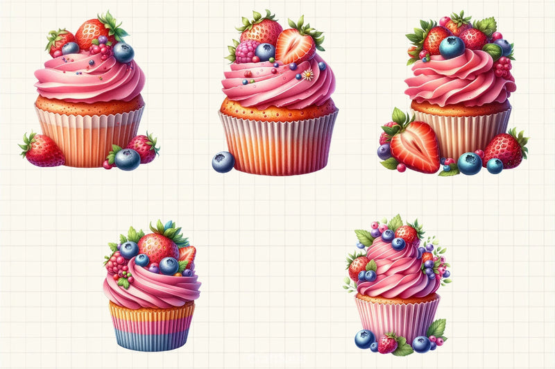 Fruits Cupcakes Clipart Bundle - CraftNest - Digital Crafting and Art