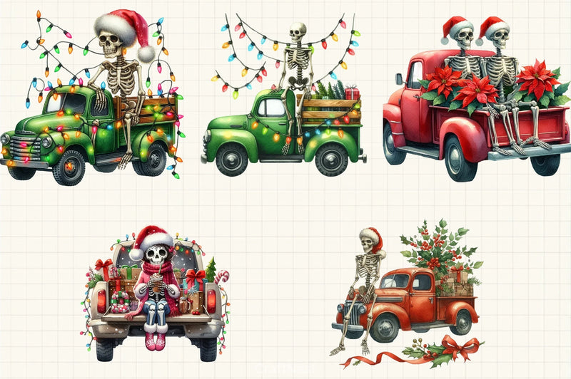 Christmas Truck Skeleton Clipart Bundle 2 - CraftNest - Digital Crafting and Art