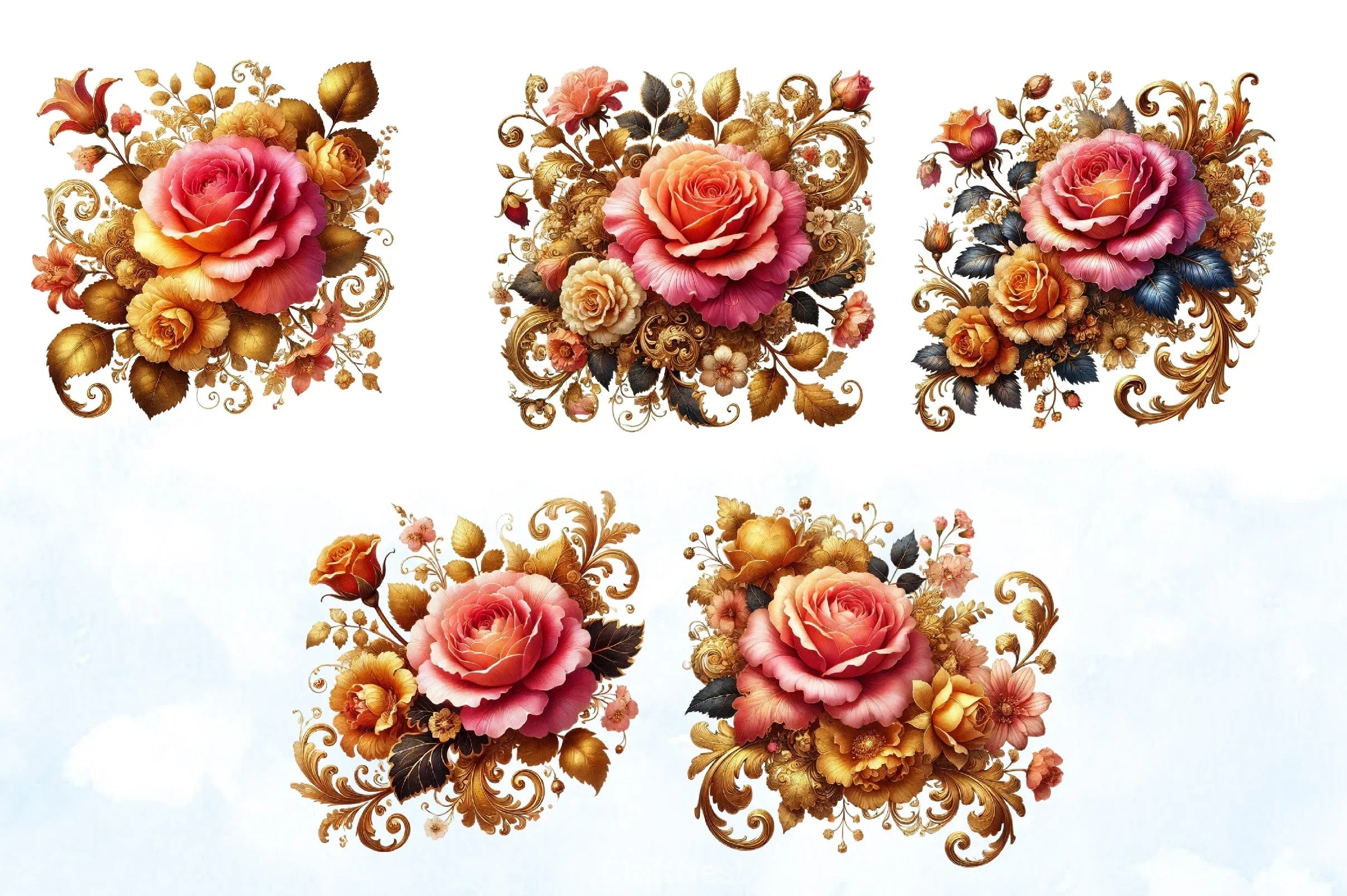 Spring Rose Flower Clipart Bundle 1 - CraftNest - Digital Crafting and Art