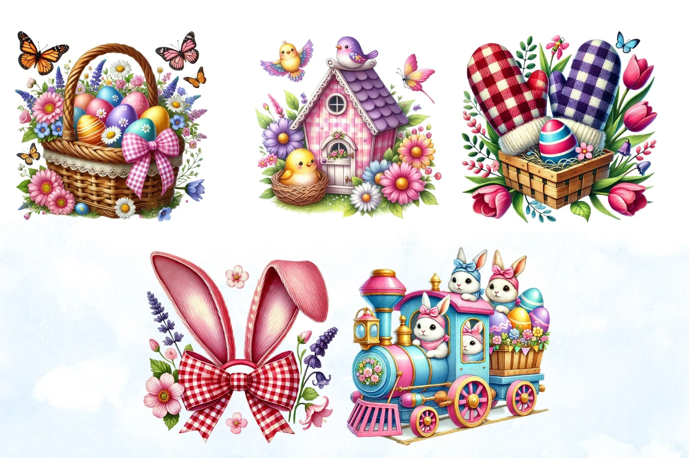 Pink Easter Gingham Clipart Bundle - CraftNest - Digital Crafting and Art