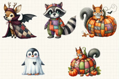 Patchwork Halloween Animals Clipart Bundle - CraftNest - Digital Crafting and Art
