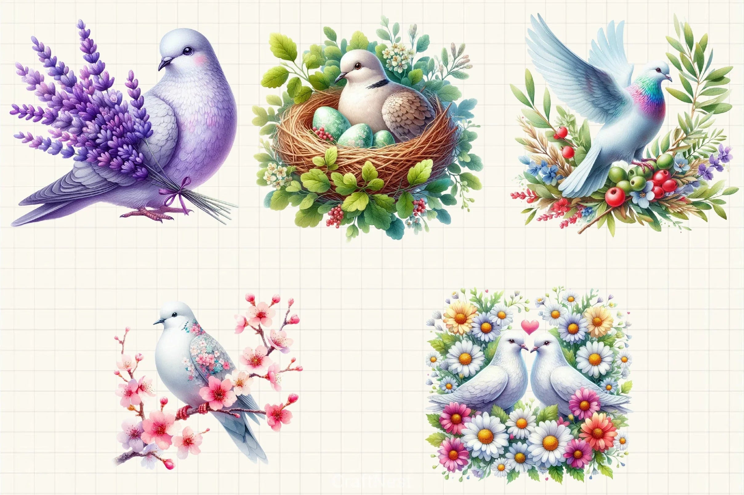 Spring Doves Clipart Bundle 7 - CraftNest - Digital Crafting and Art