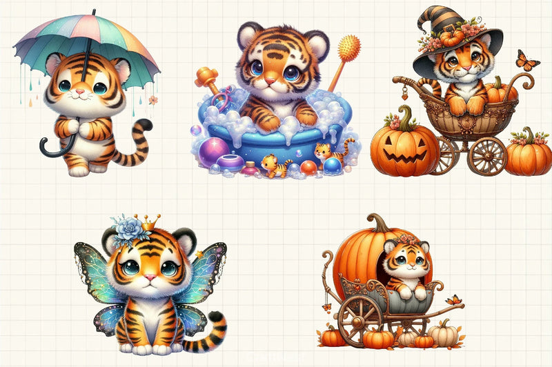 Cute Tiger Clipart Bundle - CraftNest - Digital Crafting and Art