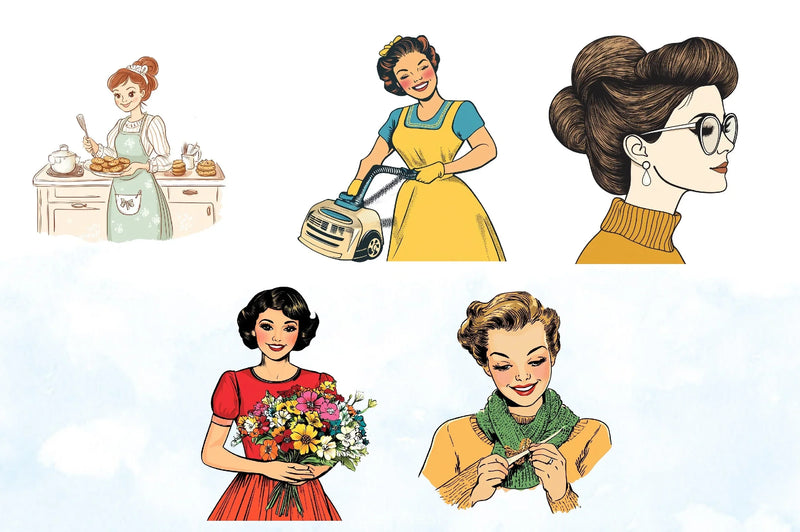 Retro Mother's Day Clipart Bundle - CraftNest - Digital Crafting and Art