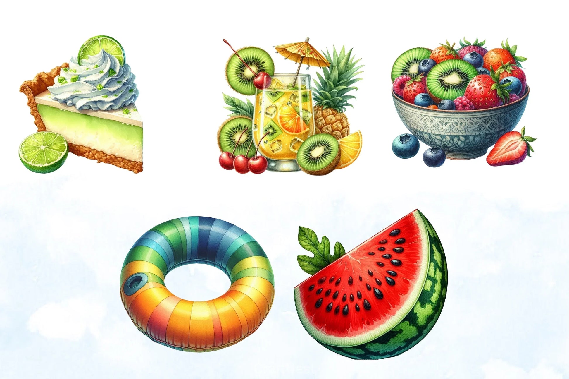 Summer Sun Tropical Food & Drink Clipart Bundle - CraftNest - Digital Crafting and Art