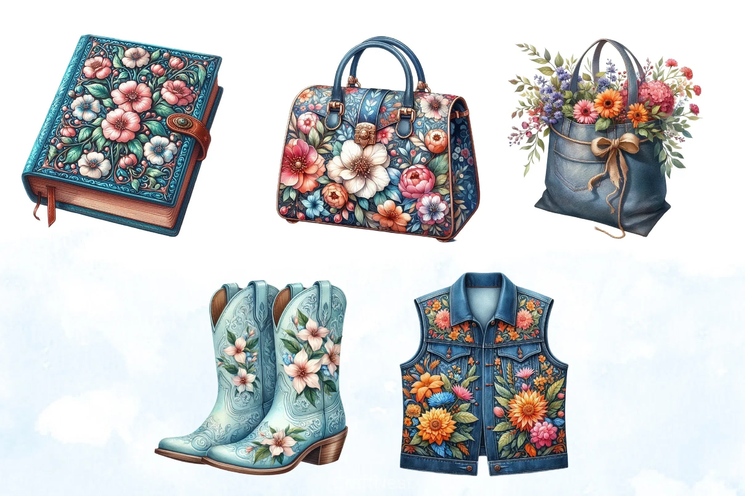 Vintage Denim Clipart Bundle - CraftNest - Digital Crafting and Art