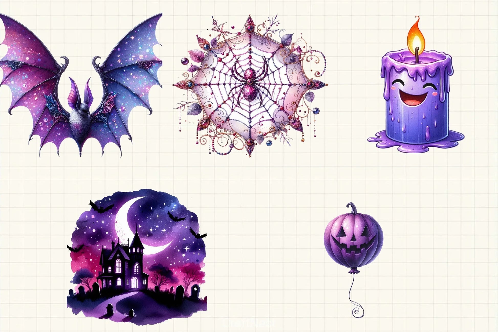 Purple Halloween Clipart Bundle - CraftNest - Digital Crafting and Art
