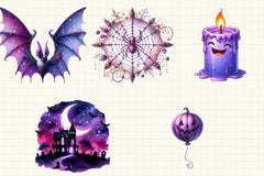 Purple Halloween Clipart Bundle - CraftNest - Digital Crafting and Art