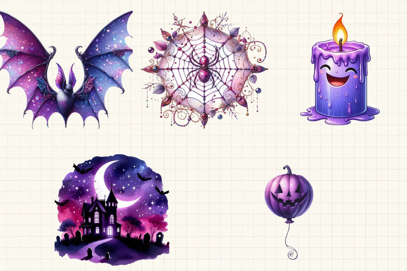 Purple Halloween Clipart Bundle - CraftNest - Digital Crafting and Art