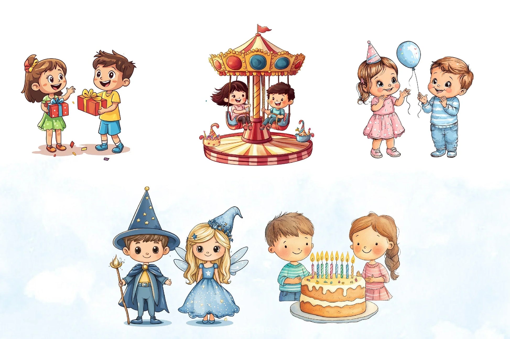 Little Boy & Girl Birthday Clipart Bundle - CraftNest - Digital Crafting and Art