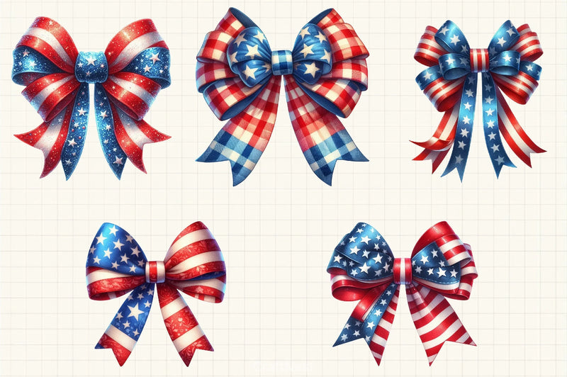 4th of July Bow Clipart Bundle 5 - CraftNest - Digital Crafting and Art