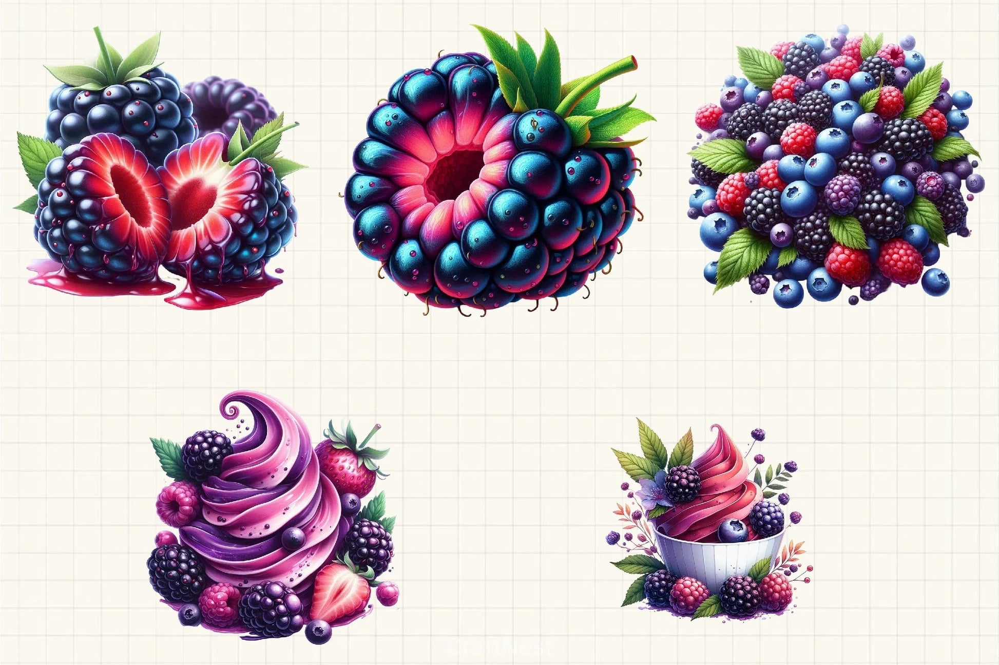 Blackberry Clipart Bundle - CraftNest - Digital Crafting and Art