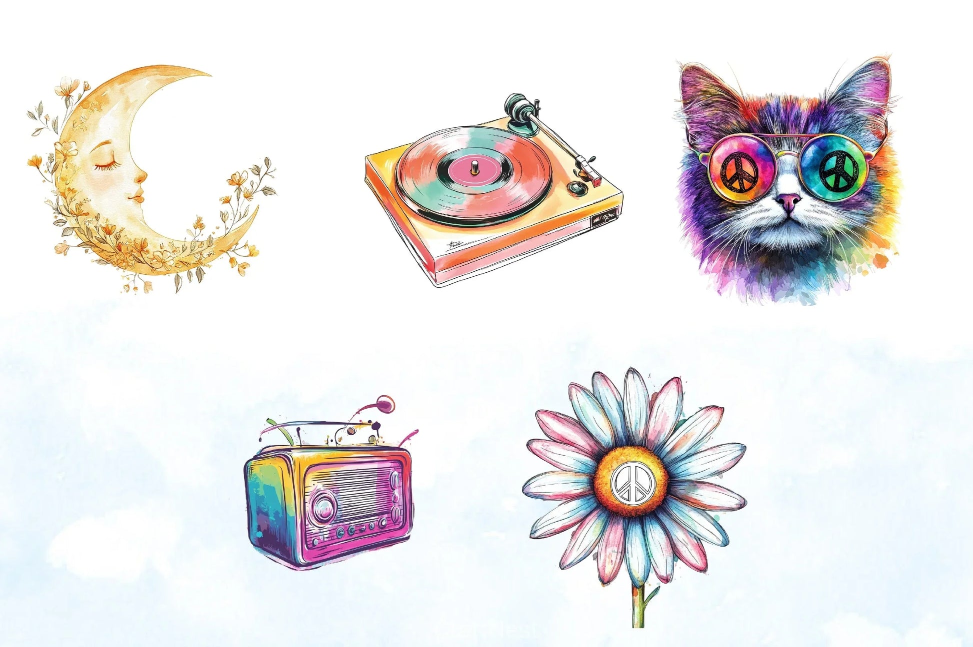 Hippie Clipart Bundle - CraftNest - Digital Crafting and Art