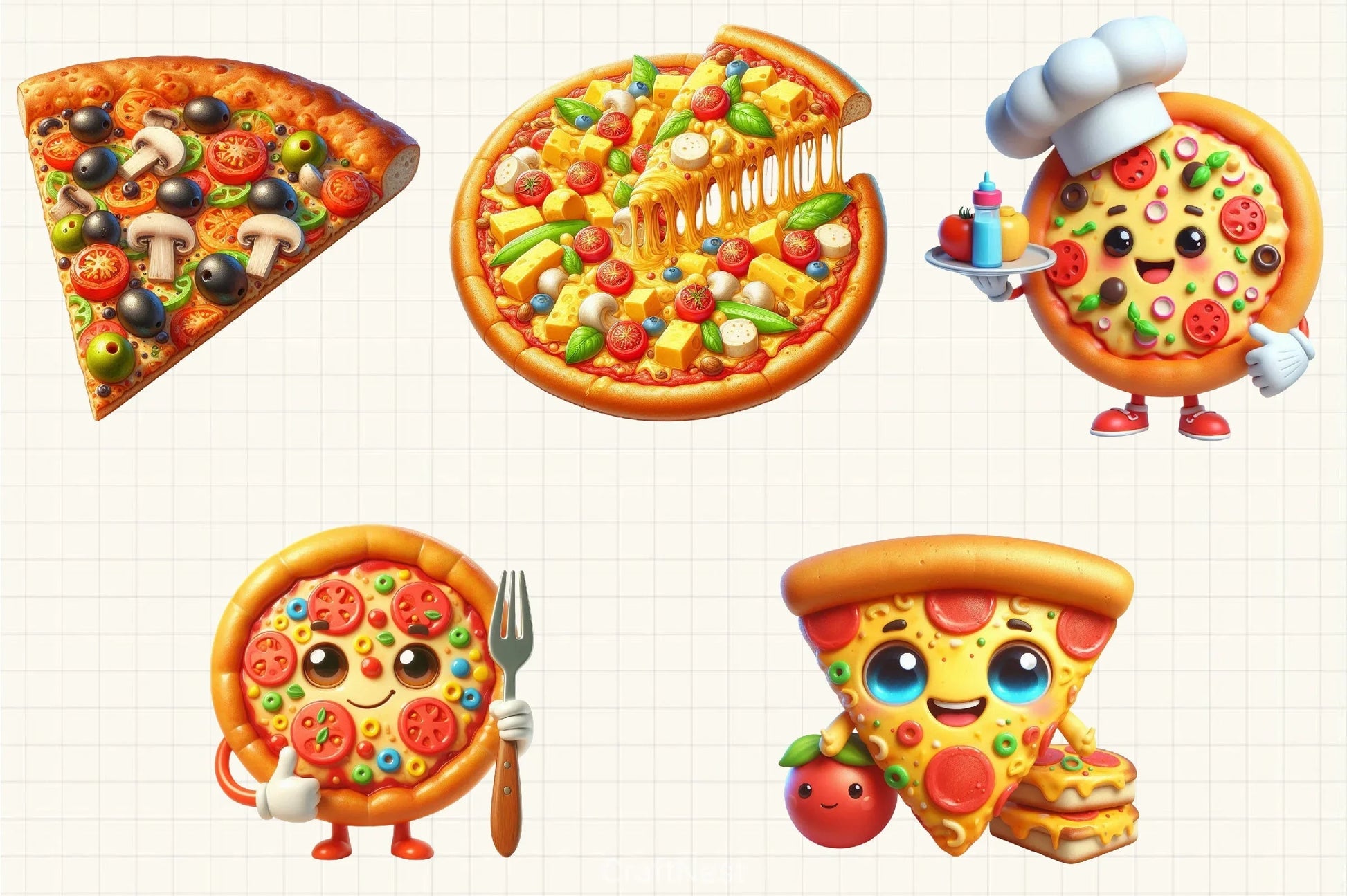 Pizza Clipart Bundle 3 - CraftNest - Digital Crafting and Art