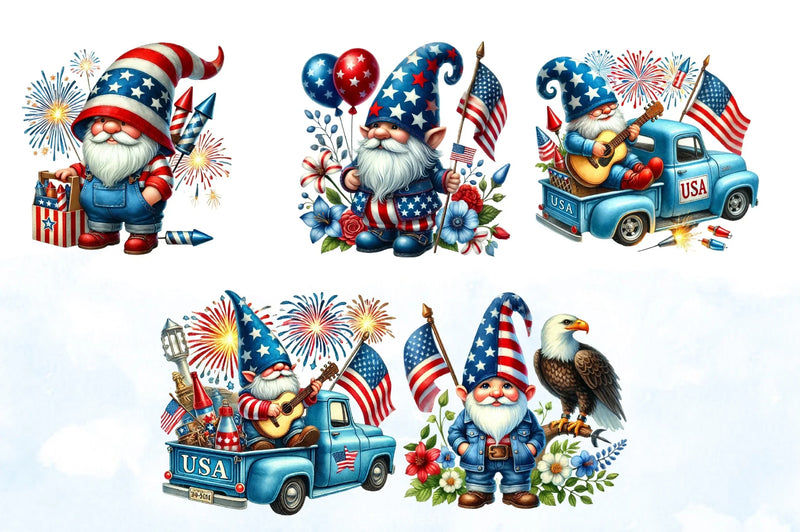 Patriotic Gnomes Clipart Bundle - CraftNest - Digital Crafting and Art