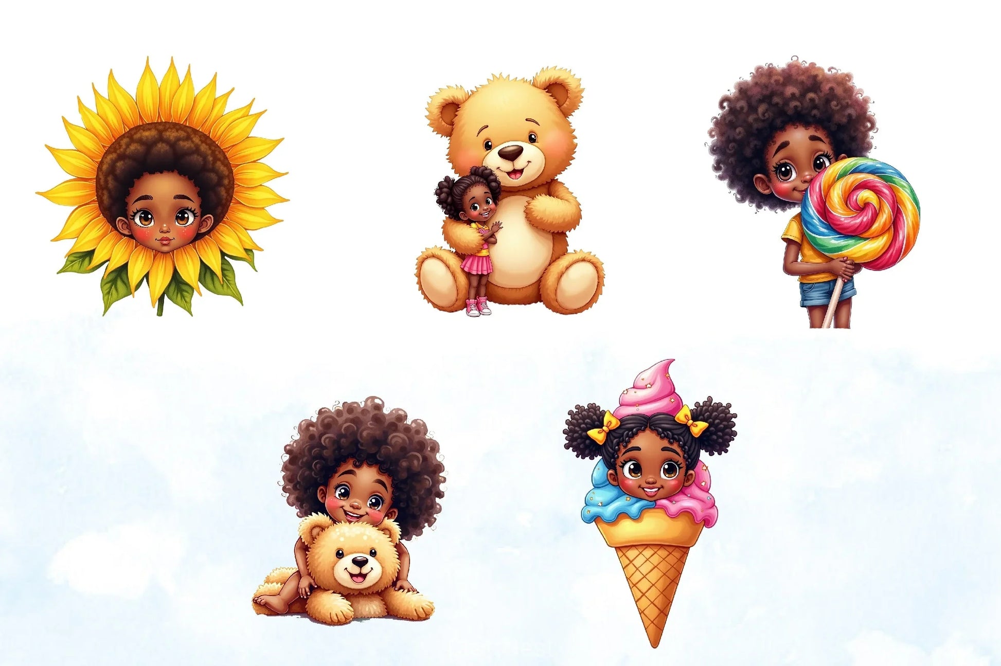 Peeking African American Girl Clipart Bundle 1 - CraftNest - Digital Crafting and Art