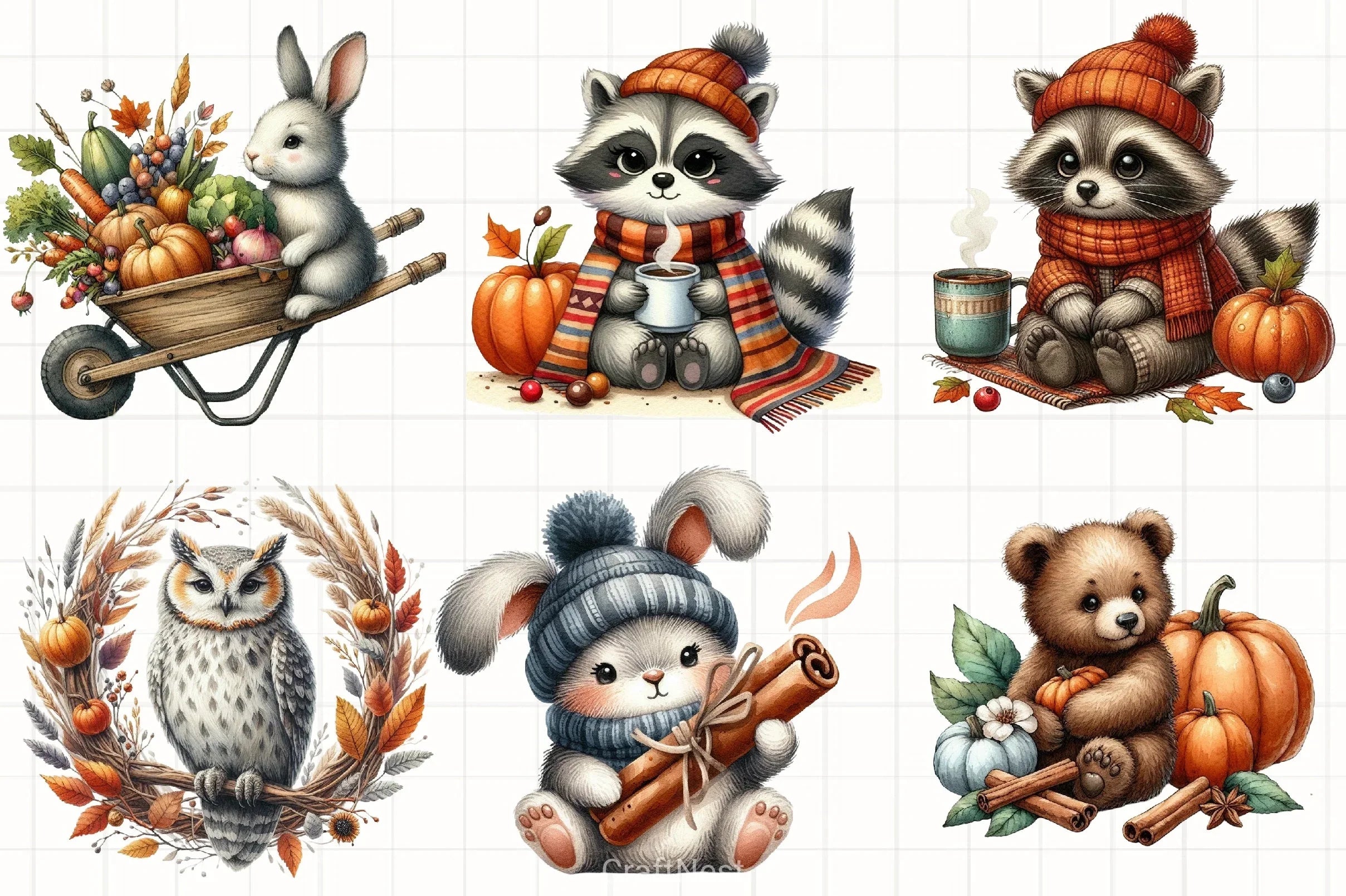 Autumn Forest Animal Clipart Bundle - CraftNest - Digital Crafting and Art