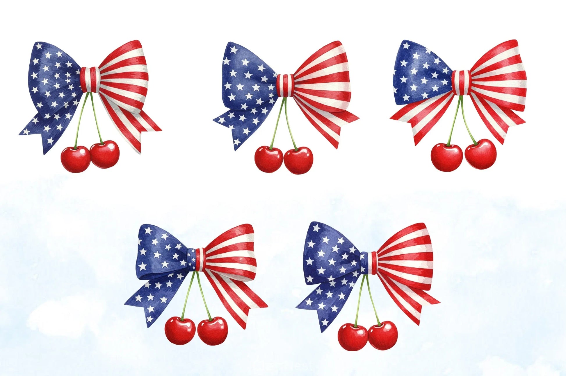 4th of July Cherry Bow Clipart Bundle 3 - CraftNest - Digital Crafting and Art