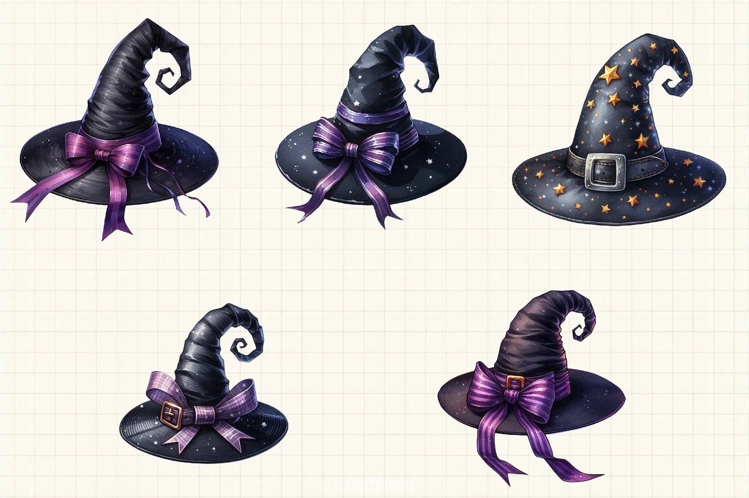 Witch Hat Halloween Clipart Bundle - CraftNest - Digital Crafting and Art