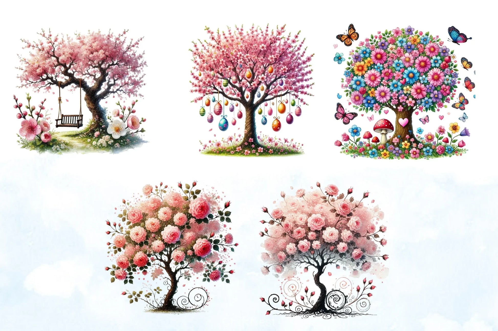 Spring Trees Clipart Bundle - CraftNest - Digital Crafting and Art