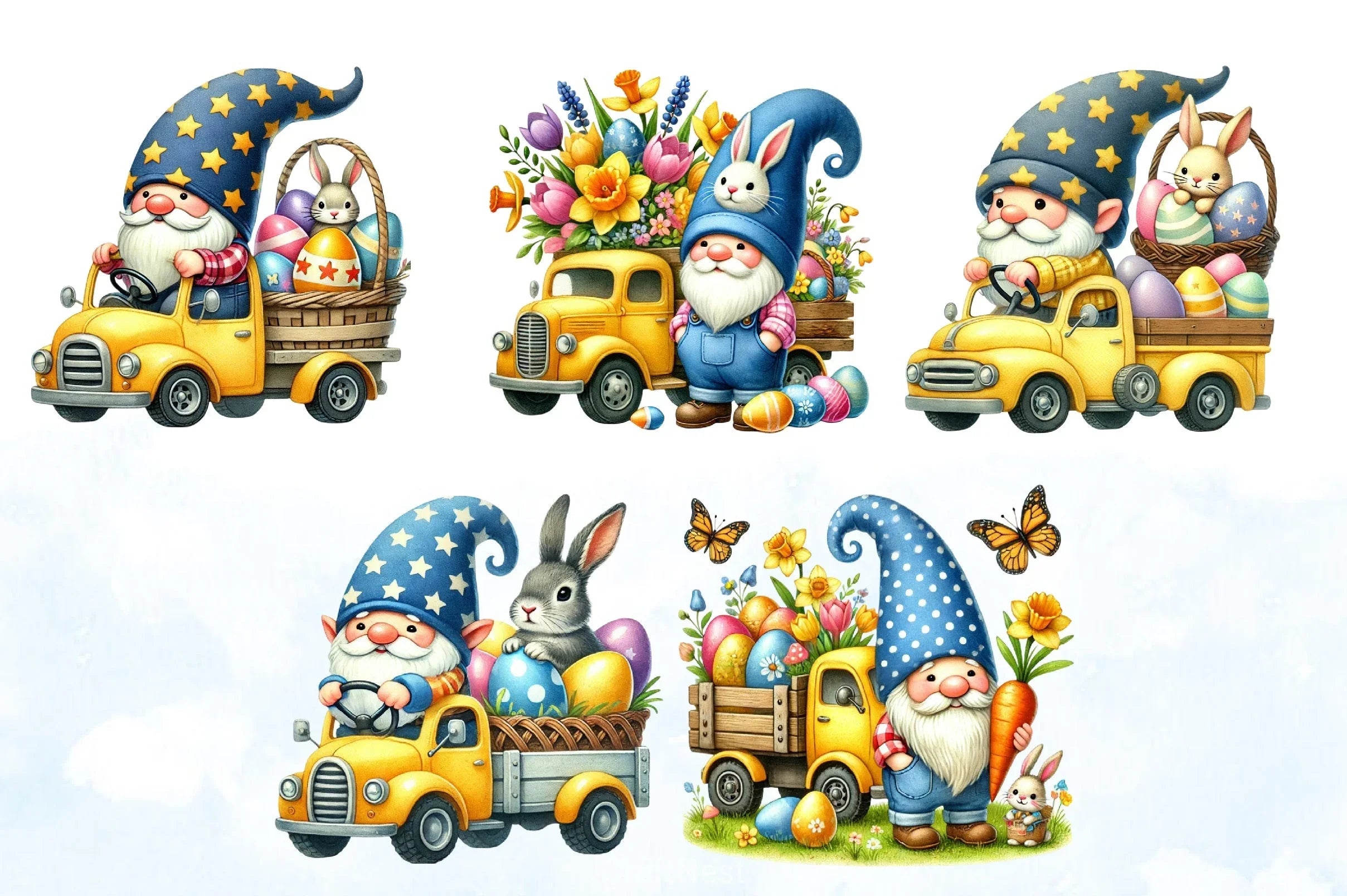 Easter Truck Gnomes Clipart Bundle - CraftNest - Digital Crafting and Art