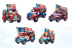 4th of July Truck Clipart Bundle - CraftNest - Digital Crafting and Art