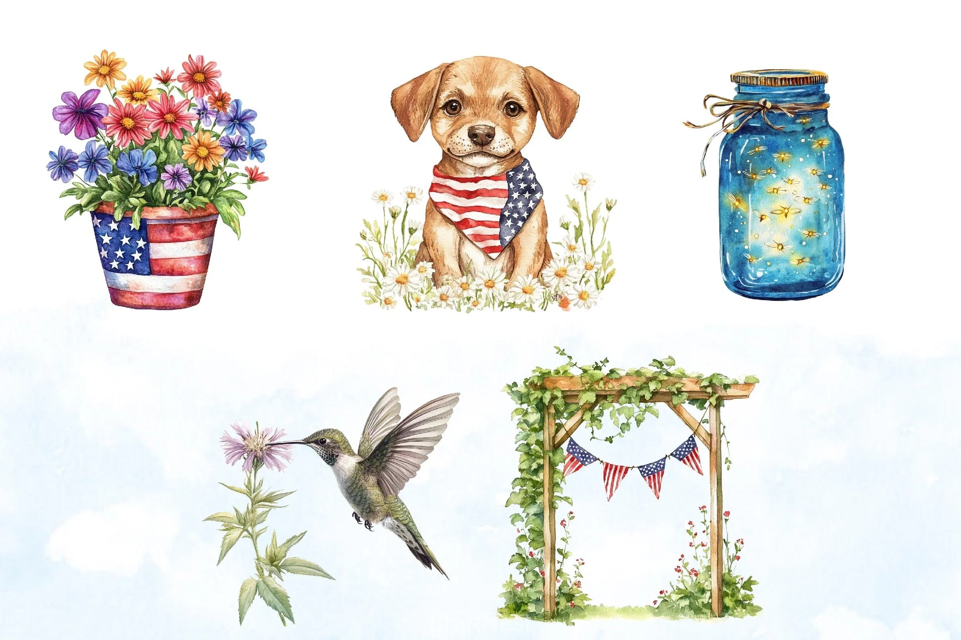 Patriotic Garden Clipart Bundle 4 - CraftNest - Digital Crafting and Art