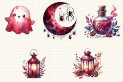 Burgundy Halloween Clipart Bundle  1 - CraftNest - Digital Crafting and Art