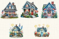 4th of July Cottage Clipart Bundle - CraftNest - Digital Crafting and Art