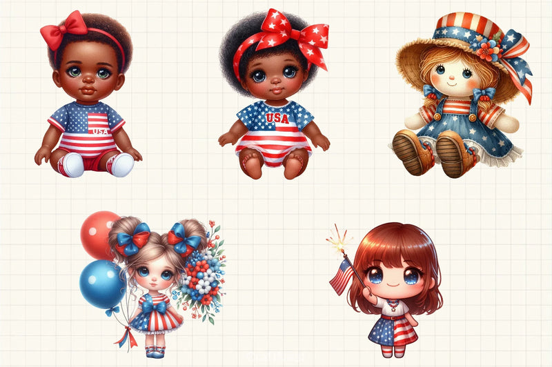 4th of July Doll Clipart Bundle - CraftNest - Digital Crafting and Art