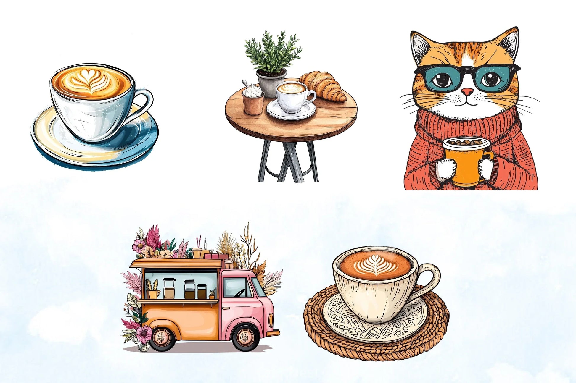 Boho Cafe Coffee Clipart Bundle - CraftNest - Digital Crafting and Art