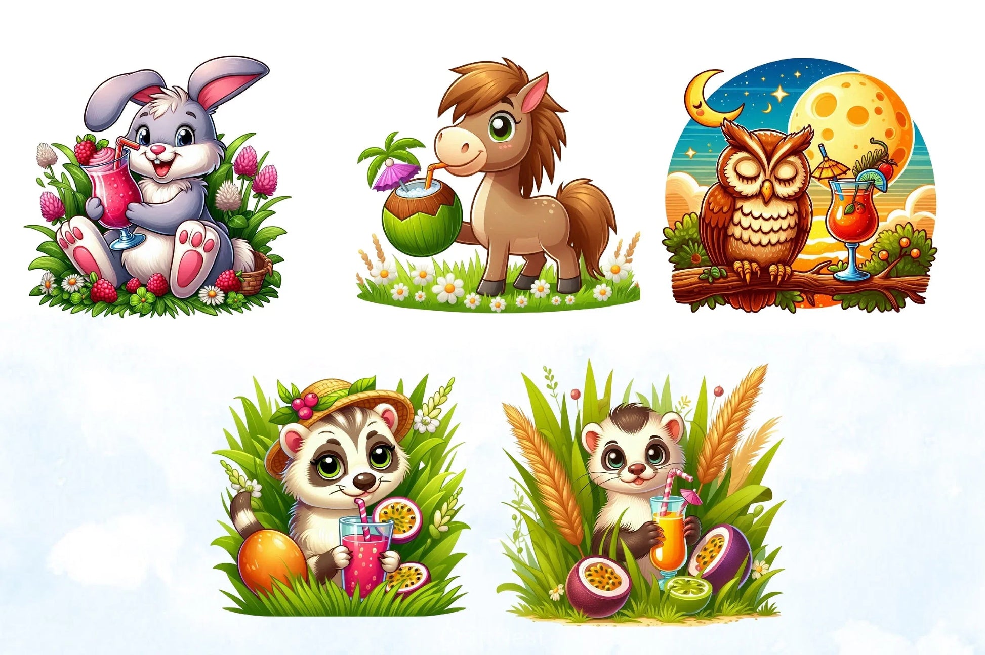 Summer Cocktail & Animals Clipart Bundle 2 - CraftNest - Digital Crafting and Art