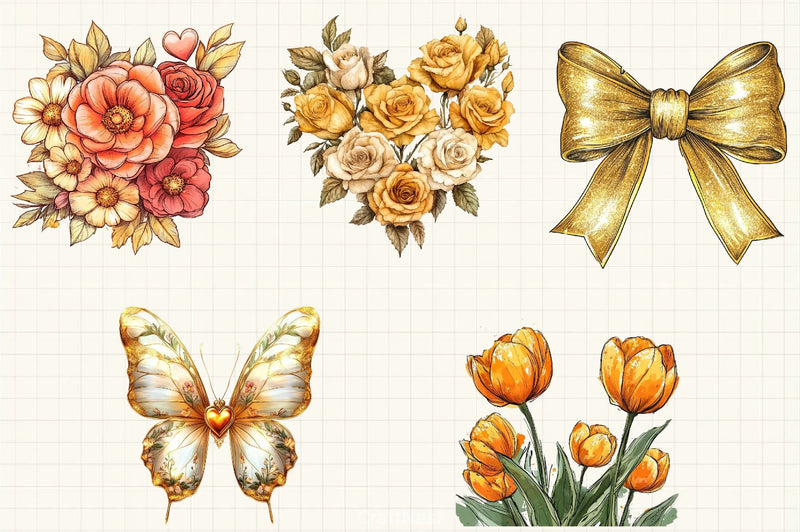 Golden Mother's Day Clipart Bundle - CraftNest - Digital Crafting and Art