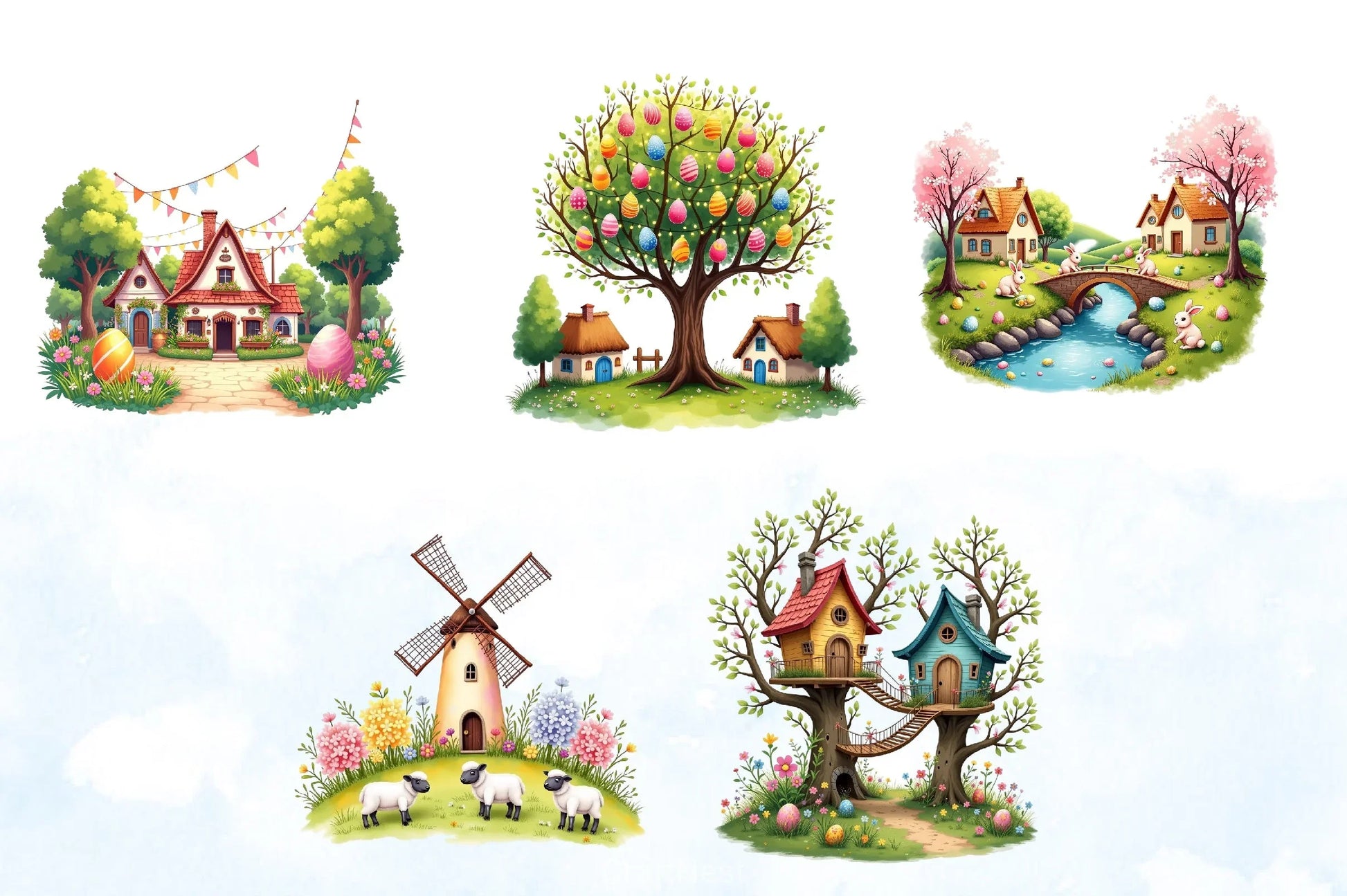 Easter Village Clipart Bundle - CraftNest - Digital Crafting and Art