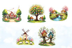 Easter Village Clipart Bundle - CraftNest - Digital Crafting and Art