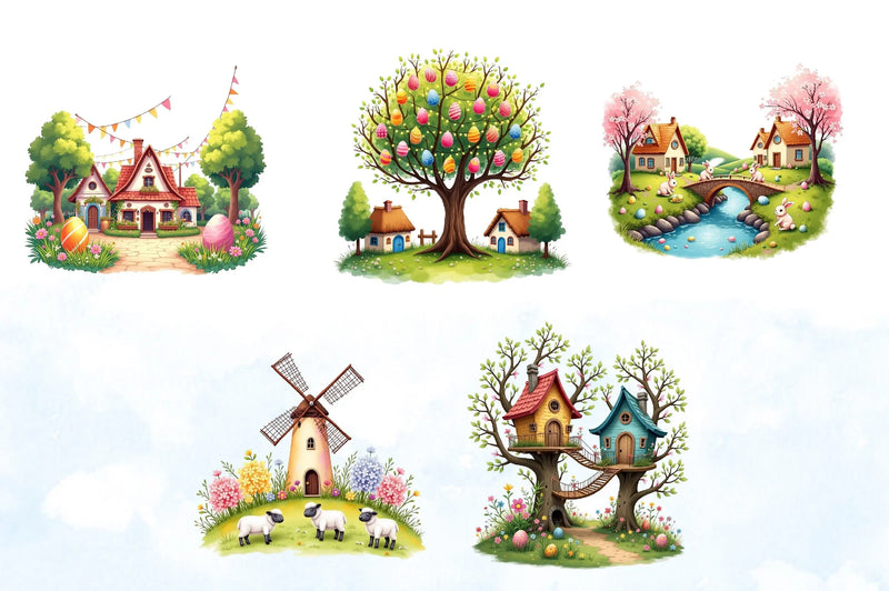 Easter Village Clipart Bundle - CraftNest - Digital Crafting and Art