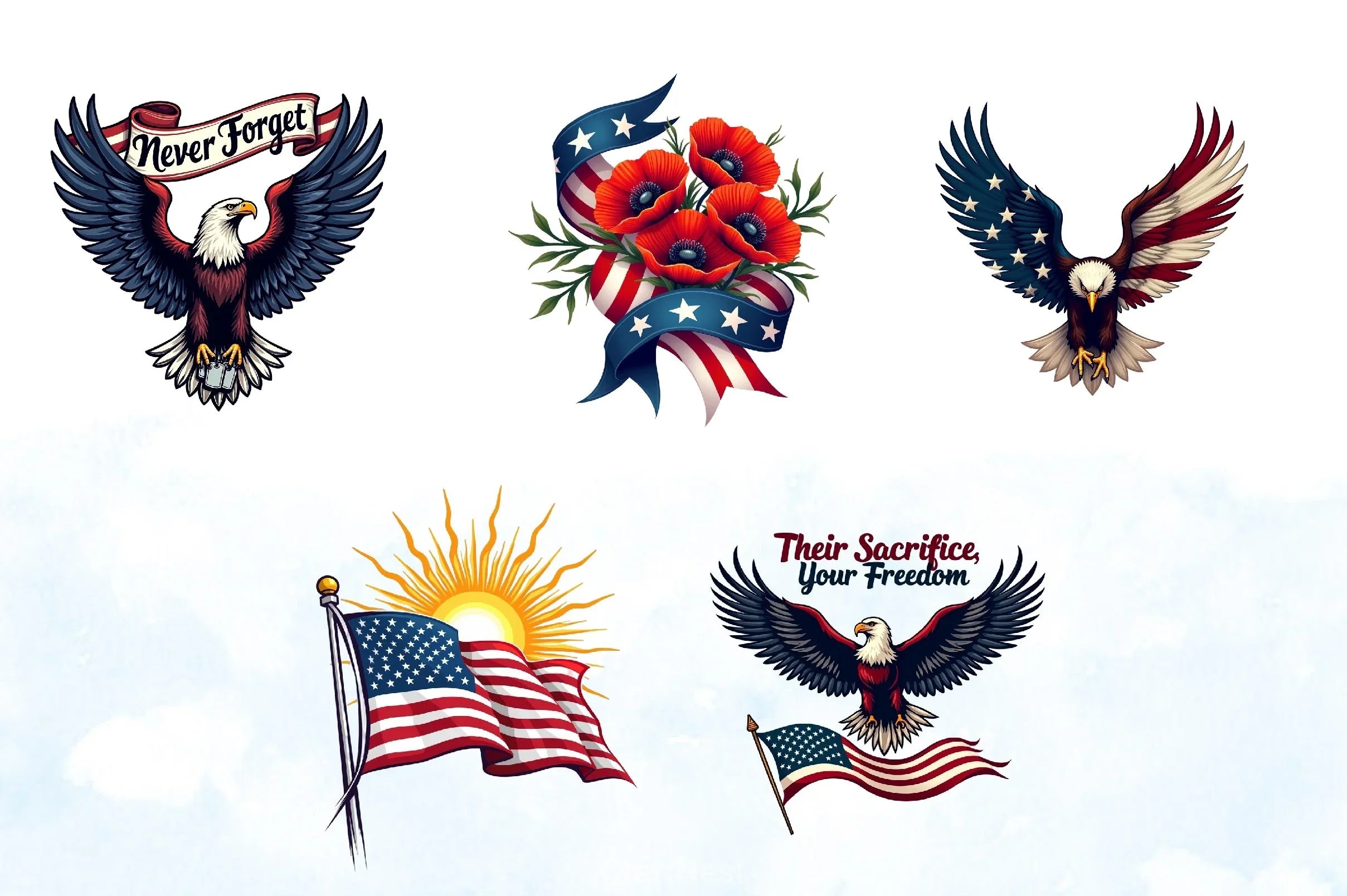 Never Forget Memorial Day Clipart Bundle - CraftNest - Digital Crafting and Art