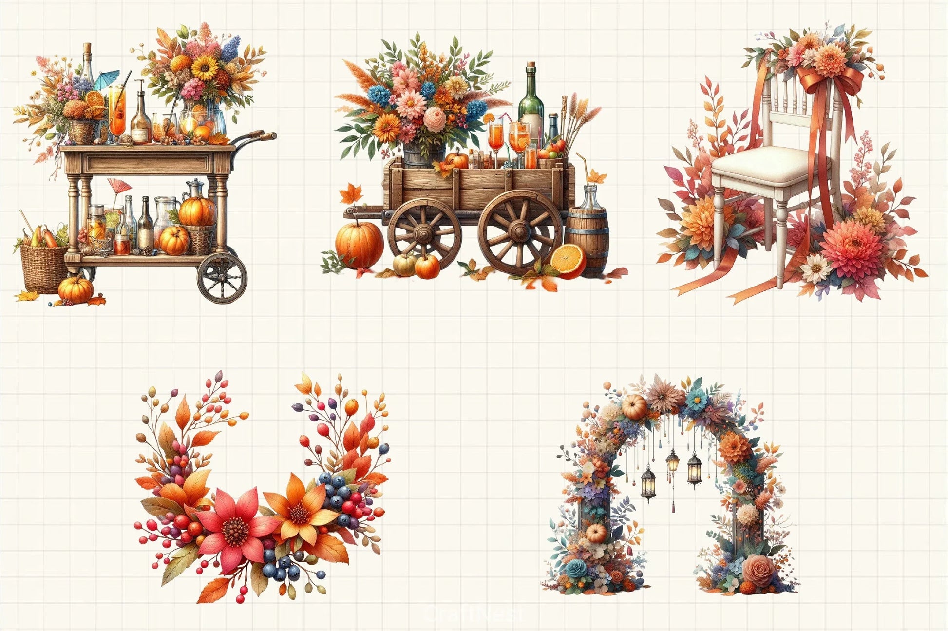Autumn Wedding Clipart Bundle 3 - CraftNest - Digital Crafting and Art