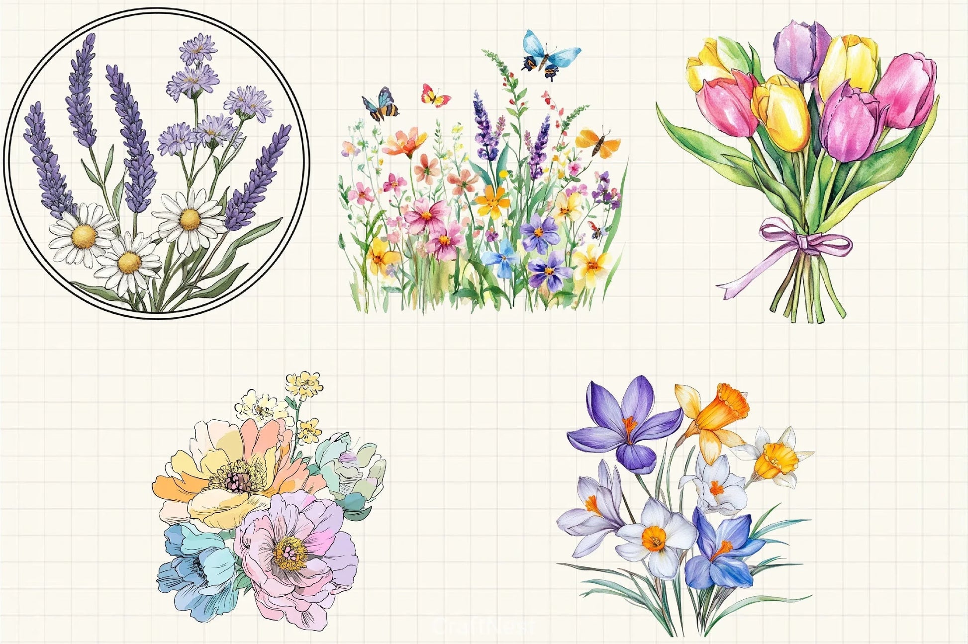 Spring Flowers Clipart Bundle - CraftNest - Digital Crafting and Art