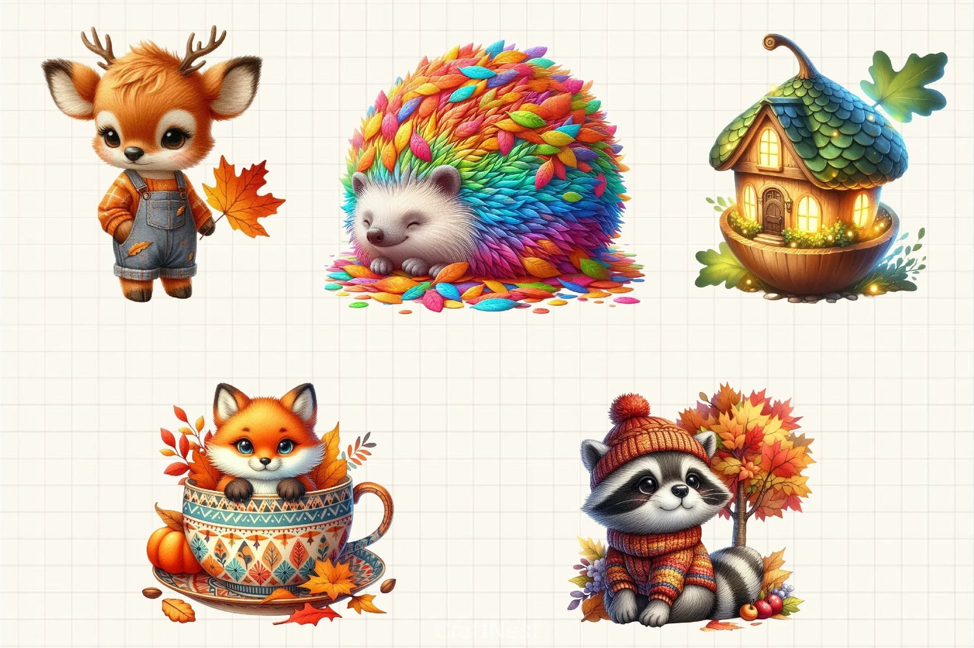 Whimsical Autumn Clipart Bundle - CraftNest - Digital Crafting and Art