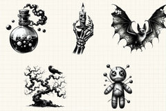 Halloween B&W Clipart Bundle - CraftNest - Digital Crafting and Art