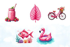 Pink Summer Clipart Bundle 7 - CraftNest - Digital Crafting and Art