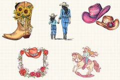 Western Mothers Day Cowgirl Clipart Bundle - CraftNest - Digital Crafting and Art